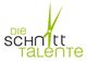 Logo: Die Schnitt Talente, Text mit stilisierter grüner Schere als Buchstabe "t".