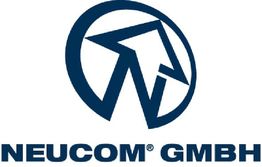 Logo von Neucom GmbH mit stilisiertem Pfeil-Symbol in Blau.