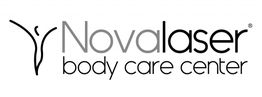 Logotipo de Novalaser Body Care Center, en tonos grises y negros.