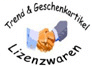 Händeschütteln-Logo mit Schriftzug: "Trend & Geschenkartikel, Lizenzwaren".