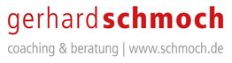 "Logo: Gerhard Schmoch, Coaching & Beratung, Webseite schmoch.de, Schrift rot und grau."