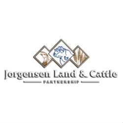 Logo of Jorgensen Land & Cattle Partnership with animal and grain images above the text.