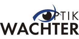 Blaues Auge Logo mit Text "Optik Wachter". Das Auge ersetzt das "O" bei "Optik".