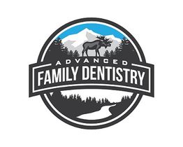 Logo of Advanced Family Dentistry with a moose, trees, and mountain scene.