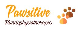 Logo mit der Aufschrift "Pawsitive Hundephysiotherapie" und einer stilisierten braunen Pfote.