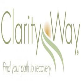 Logo of "Clarity Way" with the slogan "Find your path to recovery" and a green path graphic.
