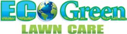 Eco Green Lawn Care logo with globe and grass design.