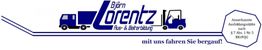 Logo von Björn Lorentz mit LKW und Gabelstapler. Text: "mit uns fahren Sie bergauf!".