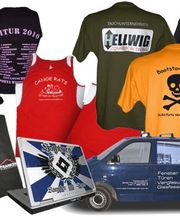 Alles, was bunt ist - Flyer, Folienbeschriftung und Textildruck