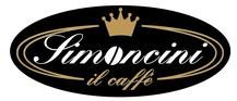 Logo mit Krone, Text: "Simoncini il caffè" in elegantem Schriftzug auf schwarzem Oval.