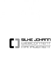 Logo mit Text "Silke Johann Webcontent Management" in Schwarz und Grau auf weißem Hintergrund.