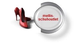 Rote High Heels und ein weißer Kreis mit dem Text "mellis-schuhoutlet".