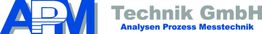Logo mit blauem "APM" und grauem "Technik GmbH", darunter "Analysen Prozess Messtechnik".