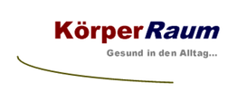 Logo mit Text: "KörperRaum - Gesund in den Alltag..." und einer geschwungenen Linie darunter.