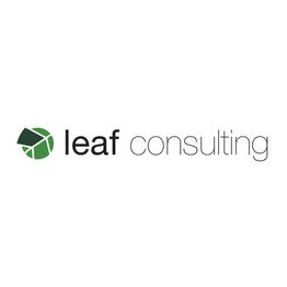 Logo von "leaf consulting" mit grünem Blattsymbol links.