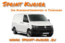 Weißer Lieferwagen von Sprint Kurier mit Text: "Ihr Kurierunternehmen in Thüringen".