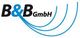 Logo der B&B GmbH mit blauen Linien, die von rechts unten nach oben schwingen.