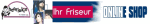 Logo mit „Friseur Stylez“ und „Ihr Friseur ONLINE SHOP“, dazu Bilder von zwei Frisuren.