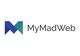 Logo de MyMadWeb con una "M" en azul y verde a la izquierda del texto en gris oscuro.