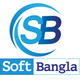 Logo with overlapping blue letters "SB" and the text "Soft Bangla" beneath in a white box.