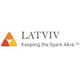 Logo with an orange triangle and text: "LATVIV - Keeping the Spark Alive™".
