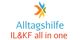 Logo mit buntem Symbol, Text: "Alltagshilfe IL&KF all in one".