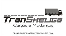 Logotipo da TransHeliga com caminhão e texto "Cargas e Mudanças".