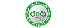 IQC LLC ISO 9001 logo with green circle and silver center.