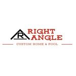 Logo of Right Angle Custom Home & Pool with a triangle design and red text.