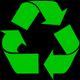 Grünes Recycling-Symbol mit drei Pfeilen, die ein Dreieck bilden.