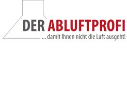 Logo: DER ABLUFTPROFI, darunter Text „... damit Ihnen nicht die Luft ausgeht!“ mit Lüftungssymbol.