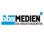 Logo der bbsMEDIEN Agentur mit blauem und schwarzem Text auf weißem Hintergrund.
