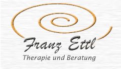 Spirale mit Text "Franz Ettl, Therapie und Beratung" auf weißem Hintergrund.