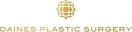 Daines Plastic Surgery gold logo with a decorative emblem above the text.