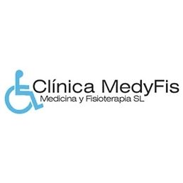 Logotipo de Clínica MedyFis, especializado en medicina y fisioterapia, con símbolo de accesibilidad.