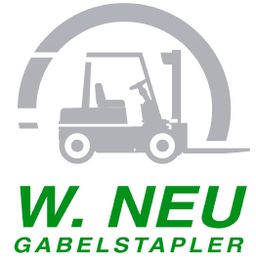 Logo mit grauem Gabelstapler und Text "W. Neu Gabelstapler" in grüner Schrift.