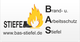 Logo mit Flamme, Stiefel und Schrift „www.bas-stiefel.de“, „Brand-, Arbeitsschutz, Stiefel“.