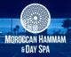 Sign reads "Moroccan Hammam & Day Spa" with intricate geometric design above it.