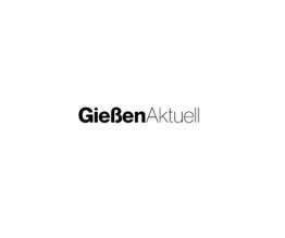 Schwarzer Text "Gießen Aktuell" auf weißem Hintergrund, stilvolle Schriftart.