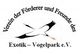 Logo: Storch mit Schrift "Verein der Förderer und Freunde des Exotik-Vogelpark e.V.".