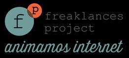 Logotipo de Freaklances Project con el texto: "animamos internet" en fondo negro.
