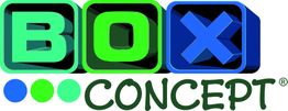 Logo mit grünem und blauem "BOX" und dem Wort "CONCEPT" darunter.