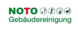 NOTO Gebäudereinigung Logo mit Reinigungssymbolen.