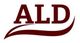 Logo with the letters "ALD" in maroon and a wavy underline.