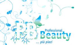 Logo con testo "Professional Beauty ...più piaci", elementi floreali e una farfalla blu-verde.