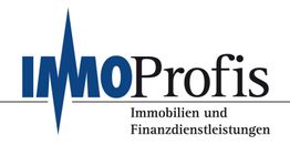 Logo mit Text "IMMOProfis" und "Immobilien und Finanzdienstleistungen", blau-weiß gestaltet.