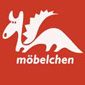 Weißer Drache und "möbelchen"-Schriftzug auf rotem Hintergrund.