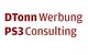 Logo mit Text: "DTonn Werbung PS3 Consulting" in roter Schrift.