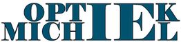 Logo van Optiek Michiel met blauwe, grote letters.