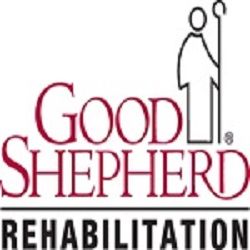 Logo of Good Shepherd Rehabilitation with a stylized figure holding a shepherd's staff.